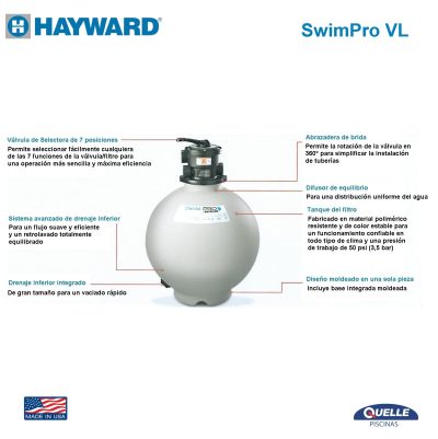 HAYWARD SwimPro VL210 - Filtro de Arena para Piscinas de hasta 40.000 litros