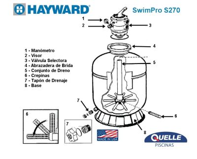 HAYWARD SwimPro S270 - Filtro de Arena para Piscinas de hasta 100.000 litros