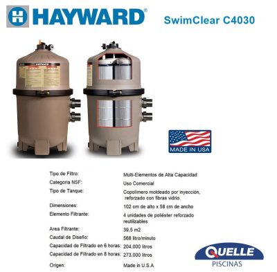 Combo 10: HAYWARD SwimClear C4030 + TriStar VS 900 - Sistema de Filtración para Piscinas de hasta 300.000 litros